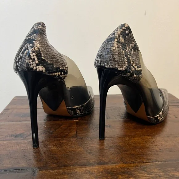 Zara Animal Print and Sheer Pointed Toe Heel Size 10.5 - Picture 7 of 10